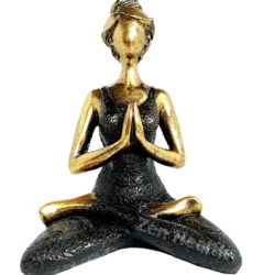 Yoga Meditation Lady Figurine Bronze and Black 24cm Ornament