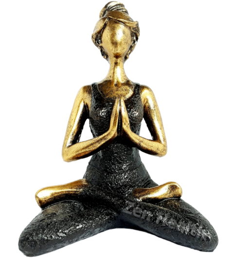 Yoga Meditation Lady Figurine Bronze and Black 24cm Ornament