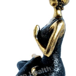Yoga Meditation Lady Figurine Bronze and Black 24cm Ornament