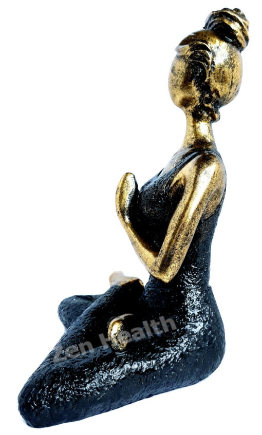 Yoga Meditation Lady Figurine Bronze and Black 24cm Ornament