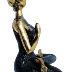 Yoga Meditation Lady Figurine Bronze and Black 24cm Ornament