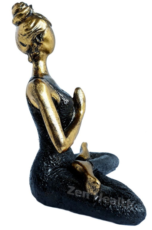 Yoga Meditation Lady Figurine Bronze and Black 24cm Ornament