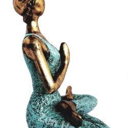 Yoga Meditation Lady Figurine Bronze and Turquoise 24cm Ornament