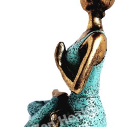 Yoga Meditation Lady Figurine Bronze and Turquoise 24cm Ornament