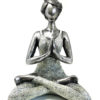 Yoga Meditation Lady Figurine Silver and White 24cm Ornament
