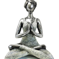 Yoga Meditation Lady Figurine Silver and White 24cm Ornament